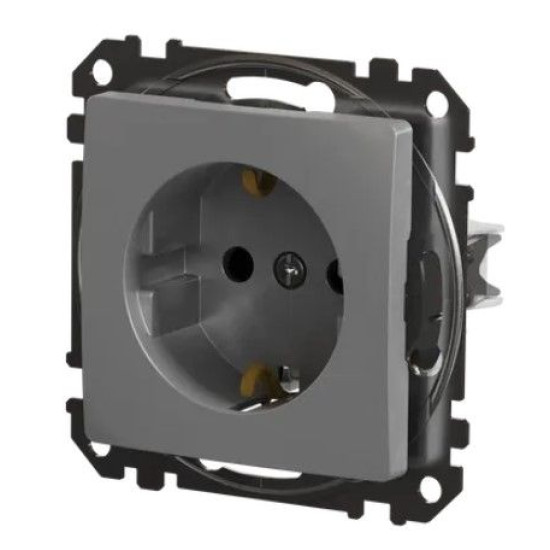 Розетка Schneider Electric Sedna Design & Elements з заземленням та шторками алюміній SDD113022