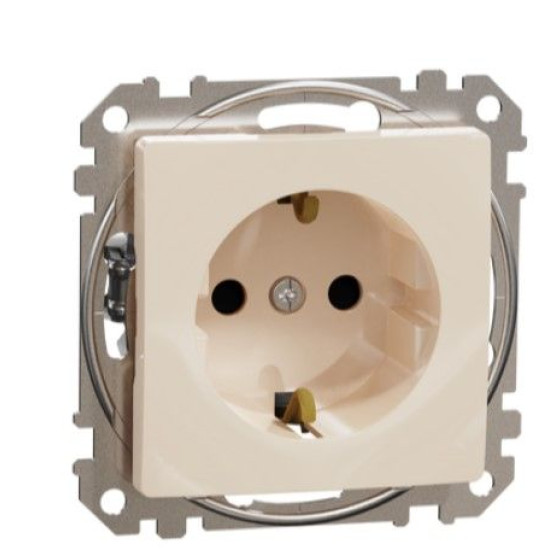 Розетка Schneider Electric Sedna Design & Elements з заземленням та шторками бежева SDD112022