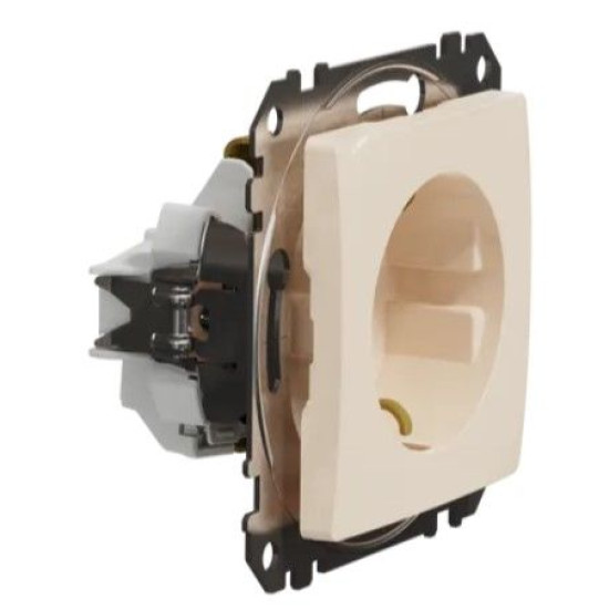 Розетка Schneider Electric Sedna Design & Elements з заземленням та шторками бежева SDD112022