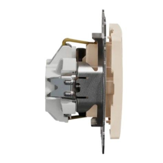 Розетка Schneider Electric Sedna Design & Elements з заземленням та шторками бежева SDD112022