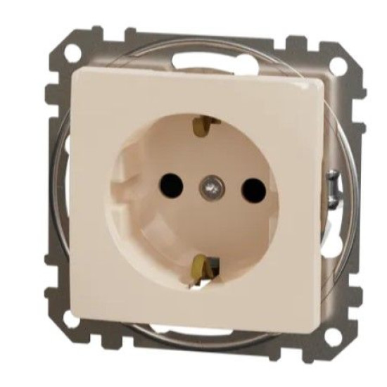 Розетка Schneider Electric Sedna Design & Elements з заземленням та шторками бежева SDD112022