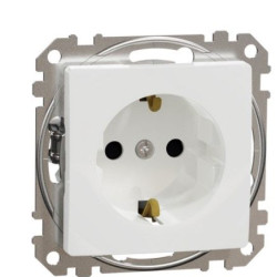 Розетка Schneider Electric Sedna Design & Elements з заземленням та шторками біла SDD111022