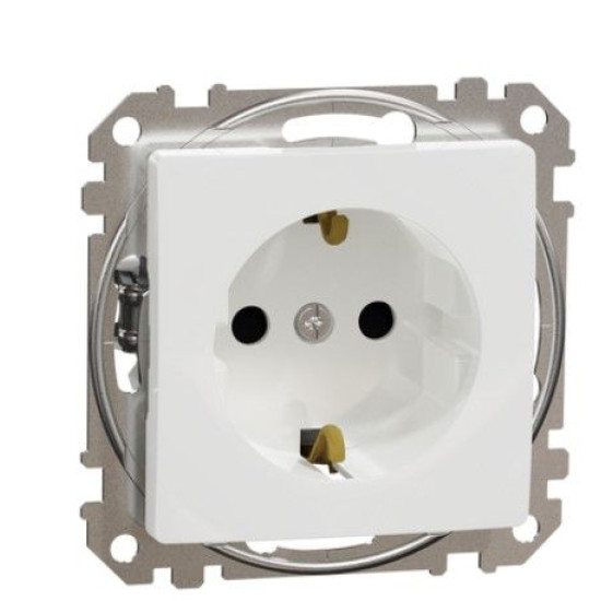 Розетка Schneider Electric Sedna Design & Elements з заземленням та шторками біла SDD111022