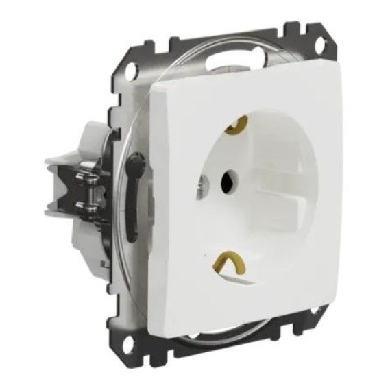 Розетка Schneider Electric Sedna Design & Elements з заземленням та шторками біла SDD111022