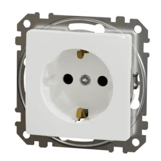Розетка Schneider Electric Sedna Design & Elements з заземленням та шторками біла SDD111022