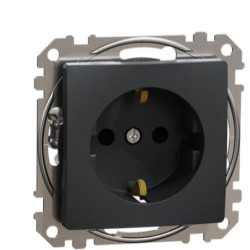 Розетка Schneider Electric Sedna Design & Elements з заземленням та шторками чорна SDD114022