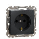 Розетка Schneider Electric Sedna Design & Elements з заземленням та шторками чорна SDD114022