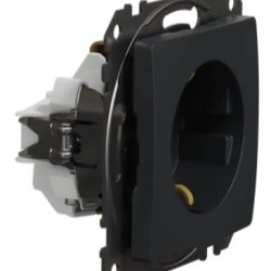 Розетка Schneider Electric Sedna Design & Elements з заземленням та шторками чорна SDD114022