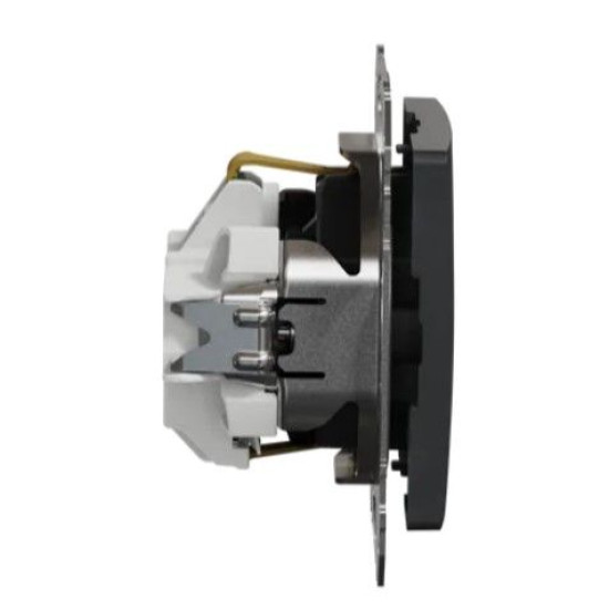 Розетка Schneider Electric Sedna Design & Elements з заземленням та шторками чорна SDD114022