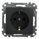 Розетка Schneider Electric Sedna Design & Elements з заземленням та шторками чорна SDD114022