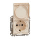 Розетка Schneider Electric Sedna Design & Elements з заземленням шторками та кришкою IP44 бежева SDD212024