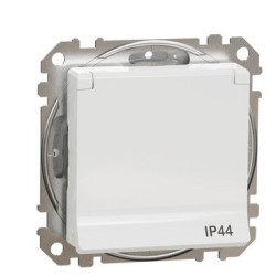 Розетка Schneider Electric Sedna Design & Elements з заземленням шторками та кришкою IP44 біла SDD211024