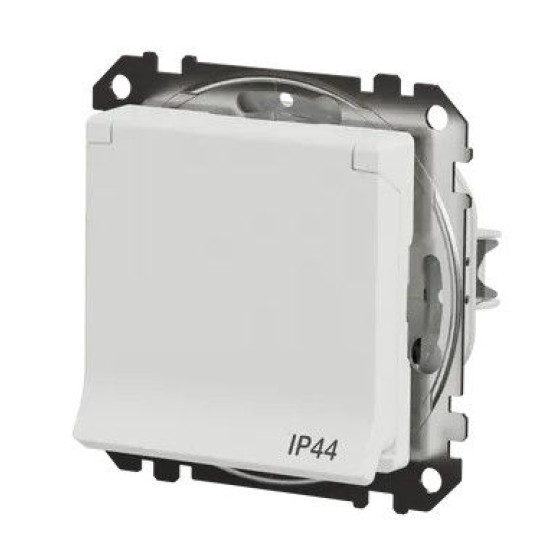 Розетка Schneider Electric Sedna Design & Elements з заземленням шторками та кришкою IP44 біла SDD211024