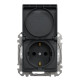 Розетка Schneider Electric Sedna Design & Elements з заземленням шторками та кришкою IP44 чорна SDD214024