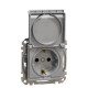 Розетка Schneider Electric Sedna Design & Elements з заземленням шторками та кришкою алюміній SDD113024