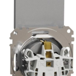 Розетка Schneider Electric Sedna Design & Elements з заземленням шторками та кришкою алюміній SDD113024