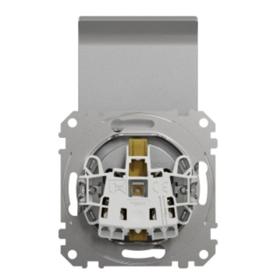 Розетка Schneider Electric Sedna Design & Elements з заземленням шторками та кришкою алюміній SDD113024