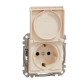 Розетка Schneider Electric Sedna Design & Elements з заземленням шторками та кришкою бежева SDD112024