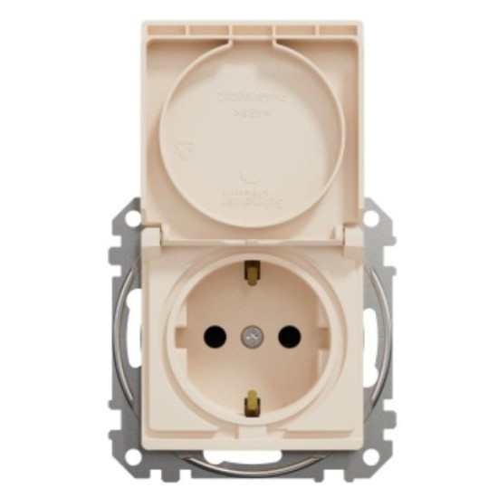 Розетка Schneider Electric Sedna Design & Elements з заземленням шторками та кришкою бежева SDD112024