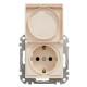 Розетка Schneider Electric Sedna Design & Elements з заземленням шторками та кришкою бежева SDD112024