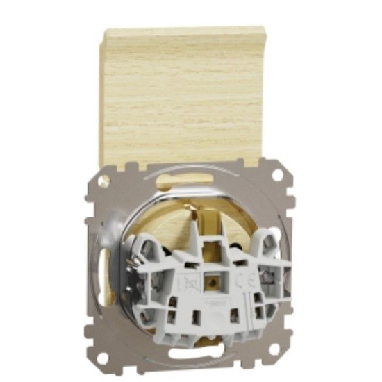 Розетка Schneider Electric Sedna Design & Elements з заземленням шторками та кришкою береза SDD180024