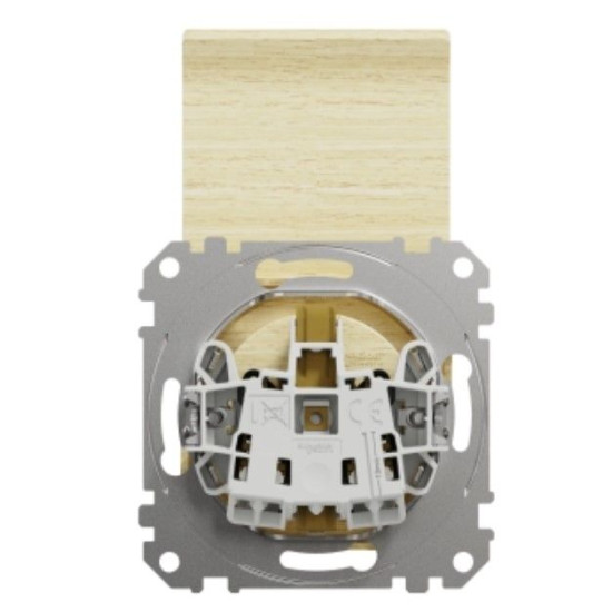 Розетка Schneider Electric Sedna Design & Elements з заземленням шторками та кришкою береза SDD180024