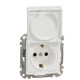 Розетка Schneider Electric Sedna Design & Elements з заземленням шторками та кришкою біла SDD111024