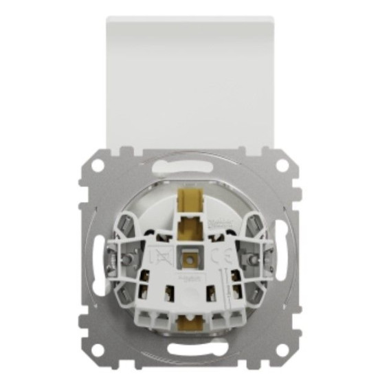 Розетка Schneider Electric Sedna Design & Elements з заземленням шторками та кришкою біла SDD111024