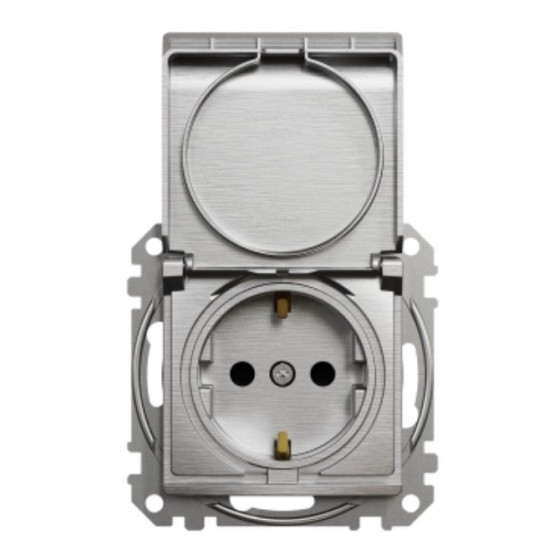 Розетка Schneider Electric Sedna Design & Elements з заземленням шторками та кришкою матовий алюміній SDD170024