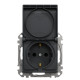 Розетка Schneider Electric Sedna Design & Elements з заземленням шторками та кришкою чорна SDD114024