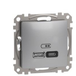 Розетка USB Schneider Electric Sedna Design & Elements A+C 3A 45Вт алюміній SDD113404