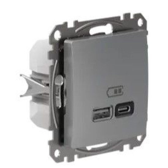 Розетка USB Schneider Electric Sedna Design & Elements A+C 3A 45Вт алюміній SDD113404