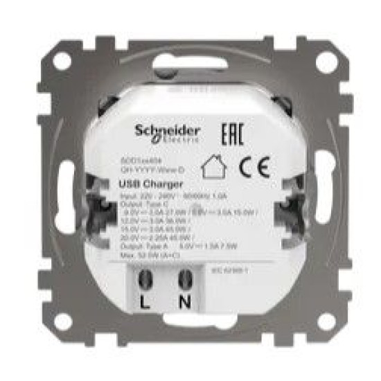 Розетка USB Schneider Electric Sedna Design & Elements A+C 3A 45Вт алюміній SDD113404