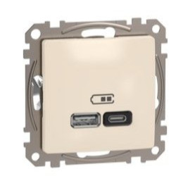 Розетка USB Schneider Electric Sedna Design & Elements A+C 3A 45Вт бежева SDD112404