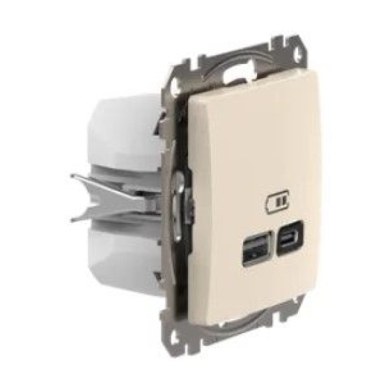 Розетка USB Schneider Electric Sedna Design & Elements A+C 3A 45Вт бежева SDD112404