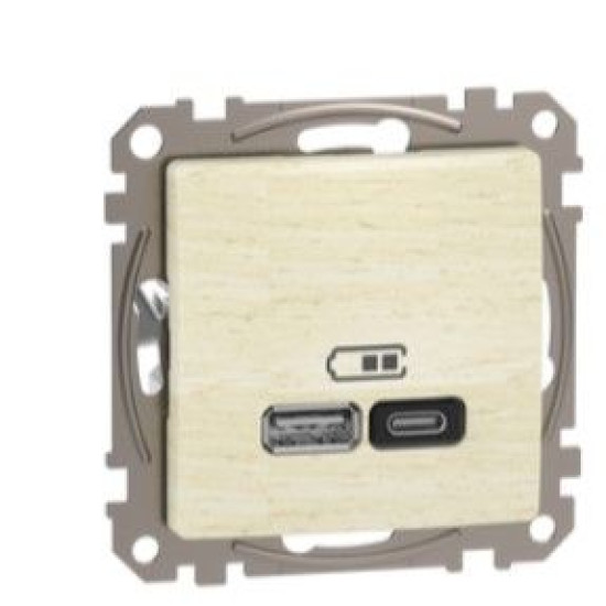 Розетка USB Schneider Electric Sedna Design & Elements A+C 3A 45Вт береза SDD180404