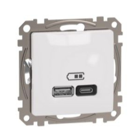 Розетка USB Schneider Electric Sedna Design & Elements A+C 3A 45Вт біла SDD111404