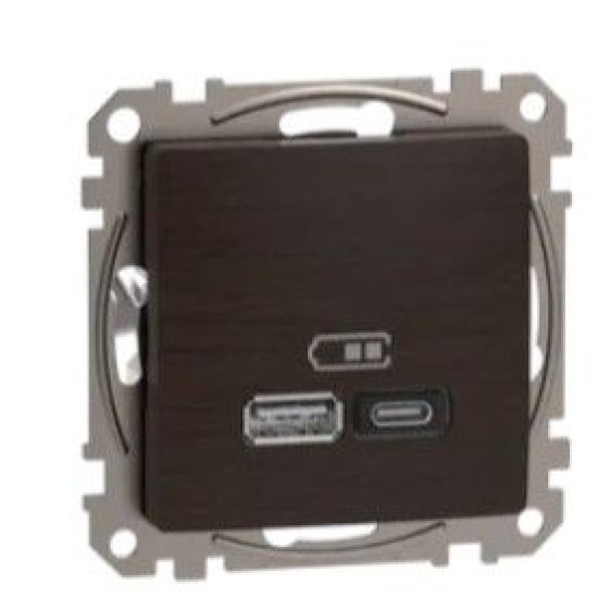 Розетка USB Schneider Electric Sedna Design & Elements A+C 3A 45Вт венге SDD181404
