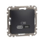 Розетка USB Schneider Electric Sedna Design & Elements A+C 3A 45Вт чорна SDD114404