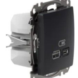 Розетка USB Schneider Electric Sedna Design & Elements A+C 3A 45Вт чорна SDD114404