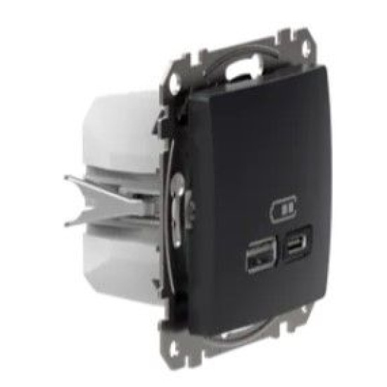Розетка USB Schneider Electric Sedna Design & Elements A+C 3A 45Вт чорна SDD114404