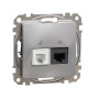 Телефонна/комп'ютерна розетка Schneider Electric Sedna Design & Elements RJ11+RJ45 кат. 6 UTP алюміній SDD113468
