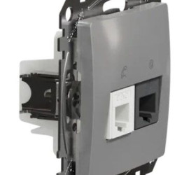 Телефонна/комп'ютерна розетка Schneider Electric Sedna Design & Elements RJ11+RJ45 кат. 6 UTP алюміній SDD113468