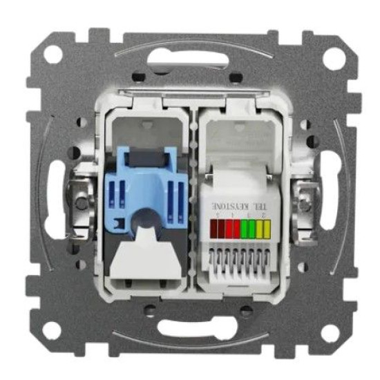 Телефонна/комп'ютерна розетка Schneider Electric Sedna Design & Elements RJ11+RJ45 кат. 6 UTP алюміній SDD113468
