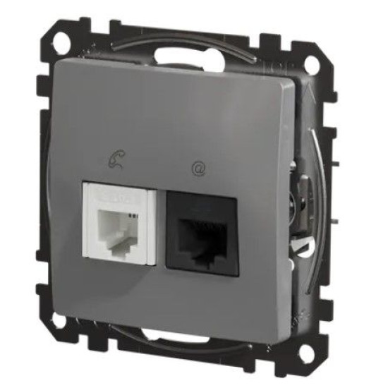 Телефонна/комп'ютерна розетка Schneider Electric Sedna Design & Elements RJ11+RJ45 кат. 6 UTP алюміній SDD113468