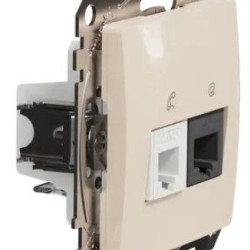Телефонна/комп'ютерна розетка Schneider Electric Sedna Design & Elements RJ11+RJ45 кат. 6 UTP бежева SDD112468