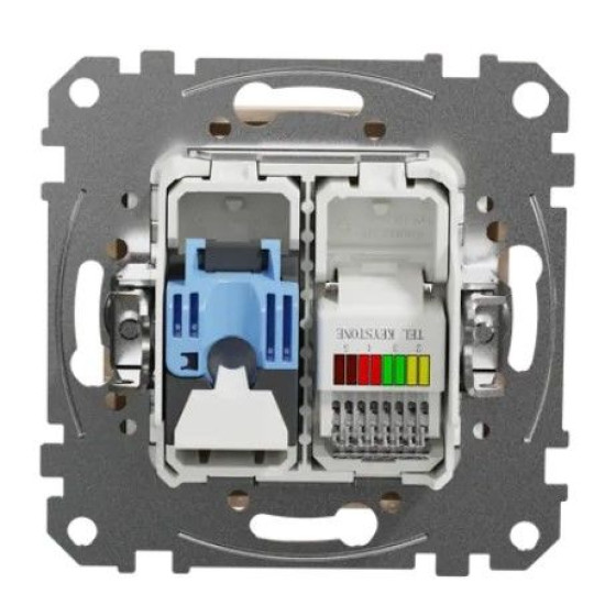 Телефонна/комп'ютерна розетка Schneider Electric Sedna Design & Elements RJ11+RJ45 кат. 6 UTP бежева SDD112468