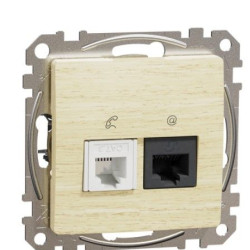 Телефонна/комп'ютерна розетка Schneider Electric Sedna Design & Elements RJ11+RJ45 кат. 6 UTP береза SDD180468