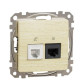 Телефонна/комп'ютерна розетка Schneider Electric Sedna Design & Elements RJ11+RJ45 кат. 6 UTP береза SDD180468