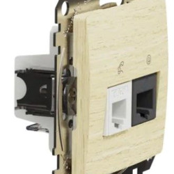 Телефонна/комп'ютерна розетка Schneider Electric Sedna Design & Elements RJ11+RJ45 кат. 6 UTP береза SDD180468